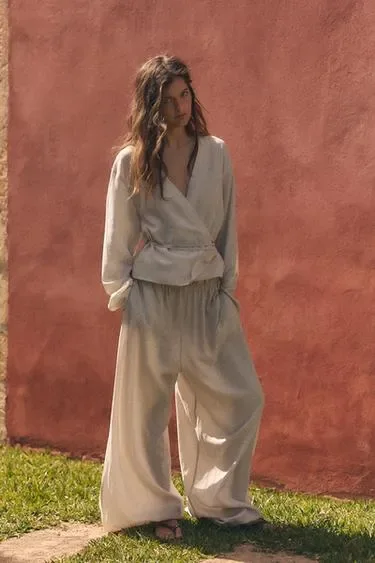 Zara Брюки палаццо с завязками купить с доставкой.