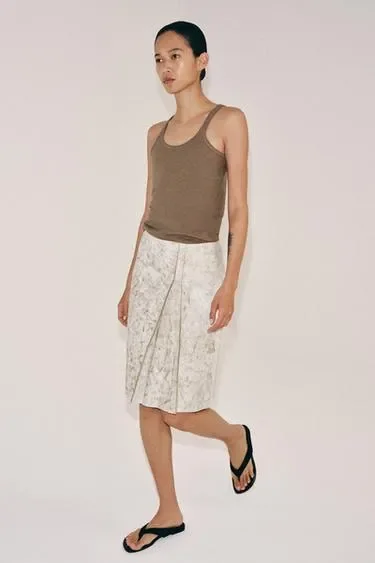 Zara Топ из хлопка и льна