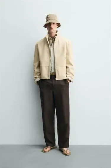 Zara Кожаная куртка на молнии