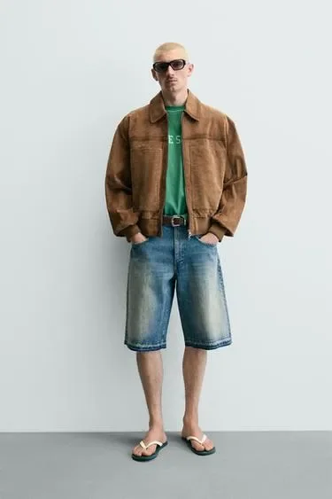 Zara Куртка из замши свободного кроя