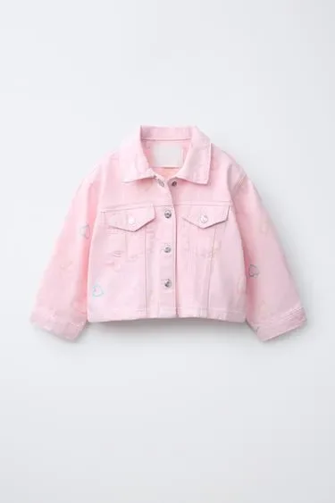 Zara Куртка из саржи с вышивкой «сердца»