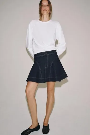 Zara Короткая джинсовая юбка — коллекция ZARA «ZW» купить с доставкой.
