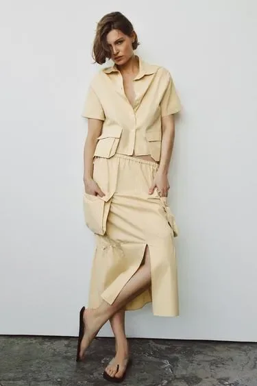 Юбка миди карго — коллекция ZARA «ZW» купить с доставкой.