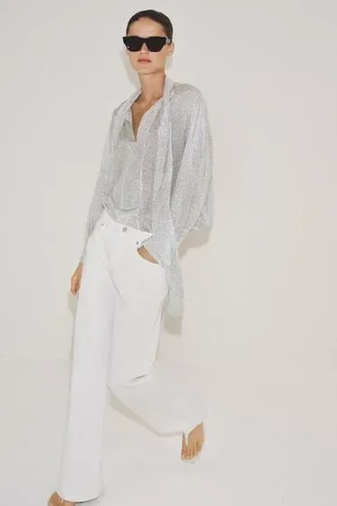 Рубашка в горошек с завязками — коллекция ZARA «ZW»