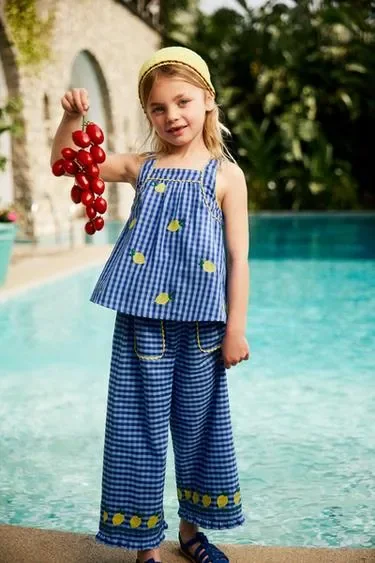 Топ в клетку виши с вышивкой «лимоны» — CASA LAWA X ZARA KIDS