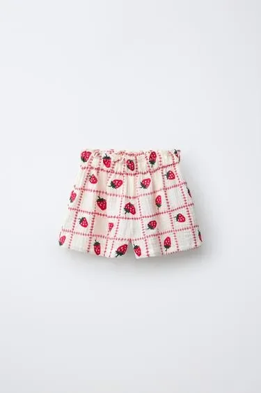 Шорты с вышивкой клубники CASA LAWA X ZARA KIDS
