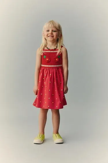 Платье с вышивкой и цветочными деталями — CASA LAWA X ZARA KIDS