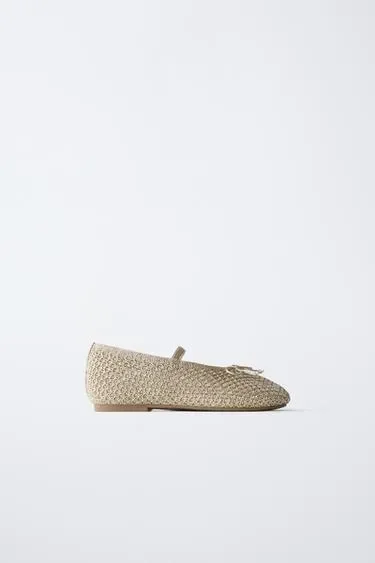 Zara Туфли балетки с кружевными вставками