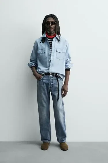 Zara Легкая джинсовая рубашка ZARA «AARON LEVINE»