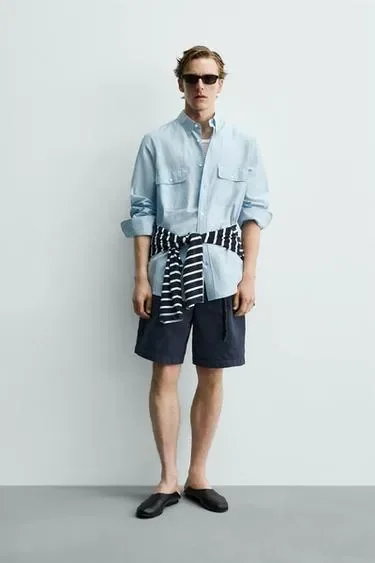 Рубашка свободного кроя с карманами Zara «Aaron Levine»