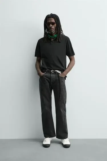 Поло пике с эффектом потертости Zara «Aaron Levine»- Заказать в России