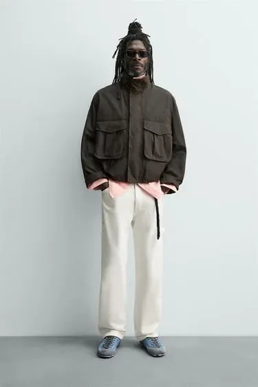 Укороченная куртка Zara «Aaron Levine» с эффектом вощеной ткани- Заказать в России