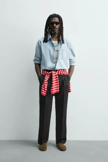 Zara Рубашка жаккардовый деним ZARA «AARON LEVINE»