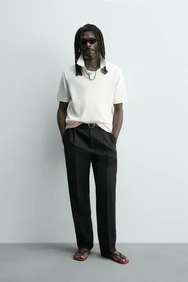 Поло пике с эффектом потертости Zara «Aaron Levine»