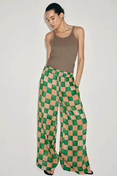 Zara Брюки палаццо в клетку из рами — коллекция ZARA «ZW»
