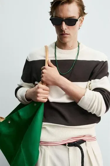 Сумка-шопер с кожаными деталями ZARA «AARON LEVINE»