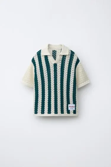 Zara Футбольное трикотажное поло в полоску