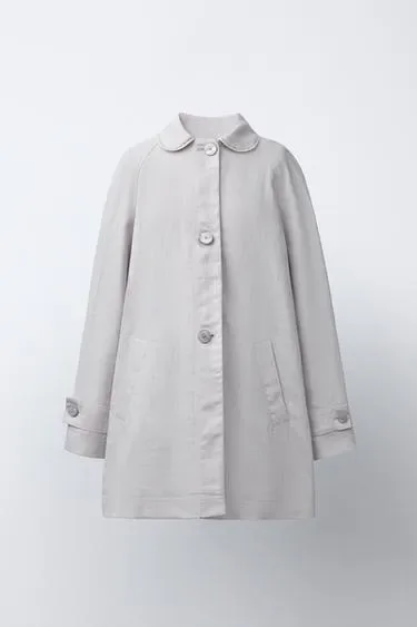 Zara Однотонное пальто из льна и хлопка