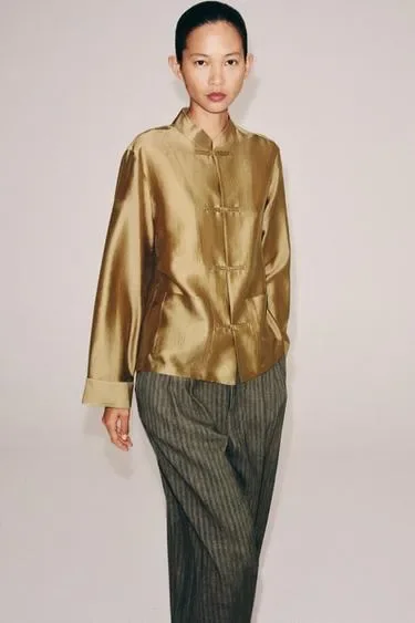 Zara Атласная рубашка с навесными петлями — коллекция ZARA «ZW»