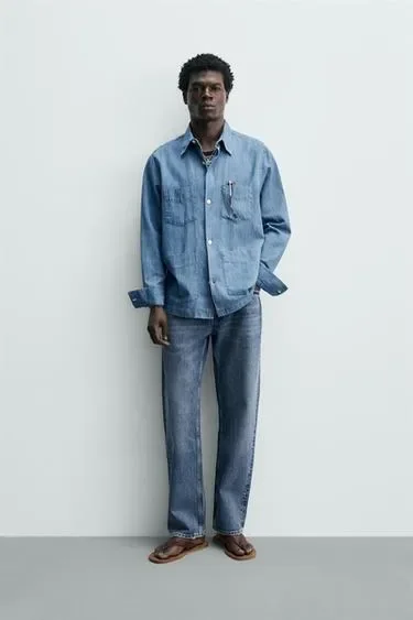 Zara Джинсовая рубашка с карманами
