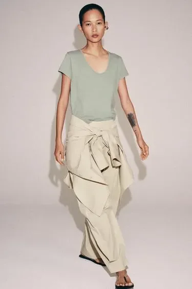 Zara Хлопковая футболка с короткими рукавами