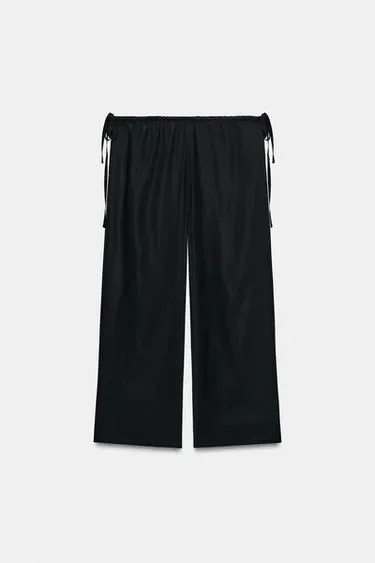 Zara Укороченные брюки из струящейся ткани с завязками