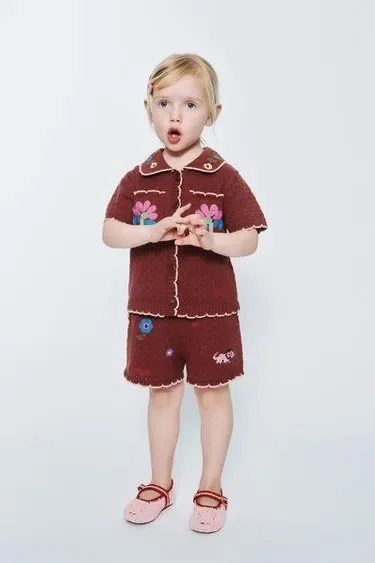 Шорты из трикотажа с вышитыми цветами Sissel Edelbo X Zara Kids- Заказать в России
