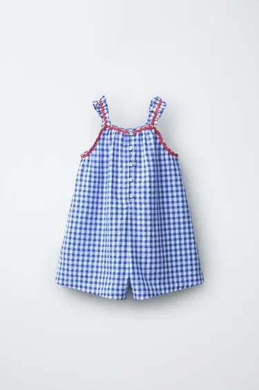 Детский комбинезон в клетку с оборками CASA LAWA X ZARA KIDS