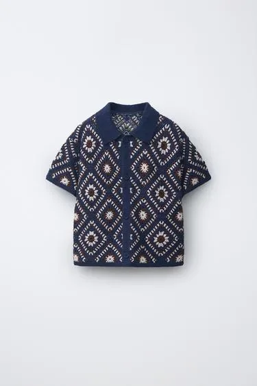 Zara Рубашка кроше в ромб