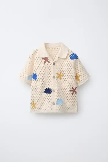 Zara Рубашка из кружева кроше с морскими мотивами
