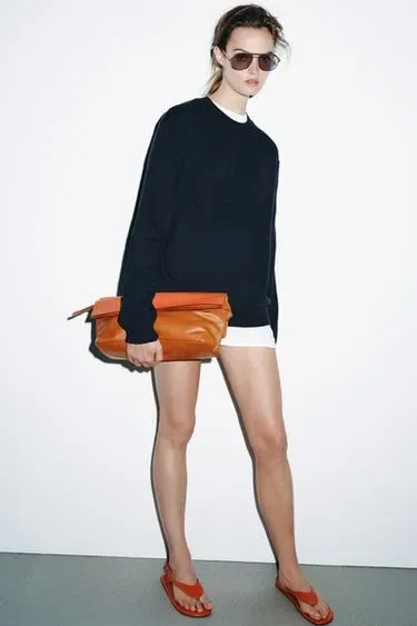 Zara Кожаный клатч с клапаном