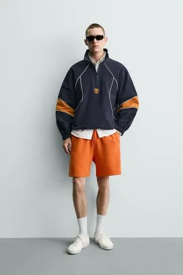 Zara Толстовка в стиле колор-блок на молнии