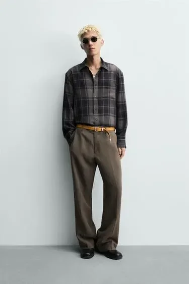 Zara Костюмные брюки клёш из вискозы и льна