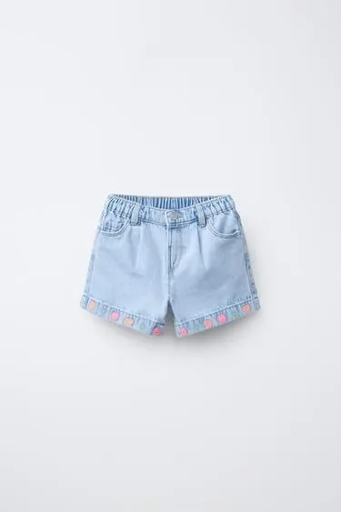 Zara Джинсовые шорты с вышивкой