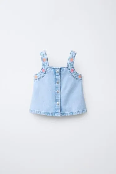 Zara Джинсовый топ с вышивкой