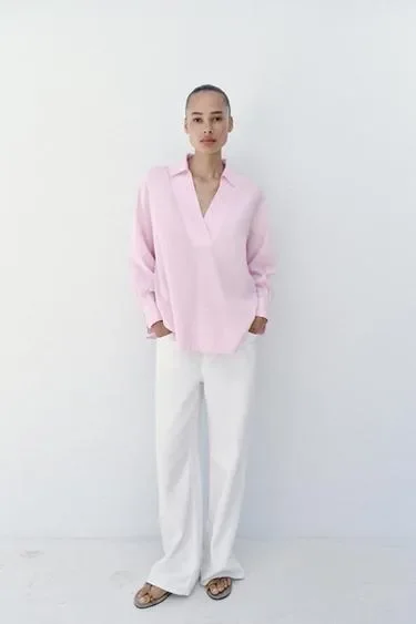 Zara Свободная блуза из льна
