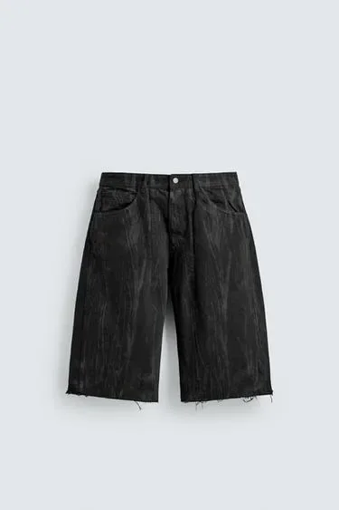 Zara Джортс из денима с выцветшим принтом