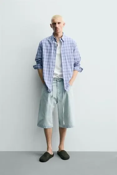 Zara Джинсовые шорты багги с вышивкой