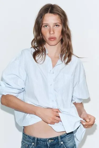 Zara Рубашка оверсайз из поплина