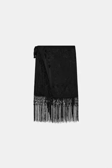 Юбка с вышивкой и бахромой — коллекция ZARA «ZW»