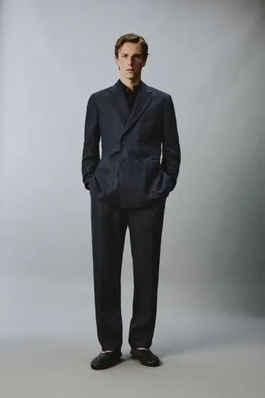 Zara Костюмные брюки в елочку из 100% льна