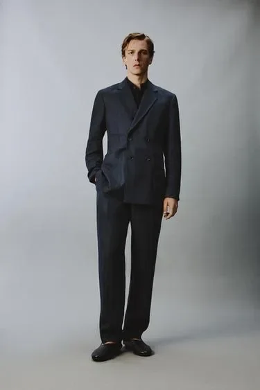 Zara Пиджак с двубортной застежкой из 100% льна в косую клетку купить с доставкой.