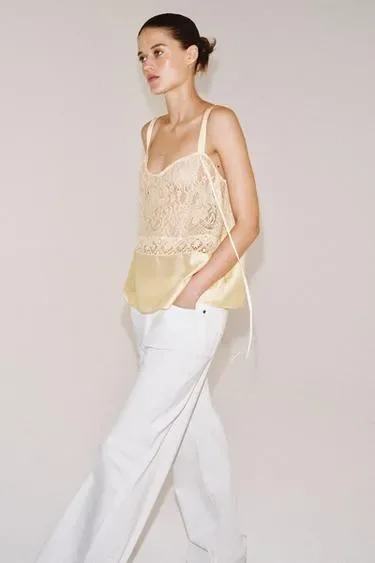 Атласный кружевной топ — коллекция ZARA «ZW»