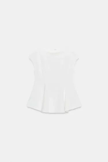 Zara Топ-поло с короткими рукавами и баской