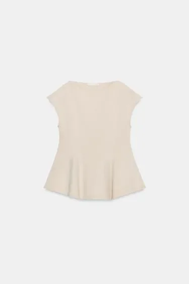 Zara Топ-поло с короткими рукавами и баской