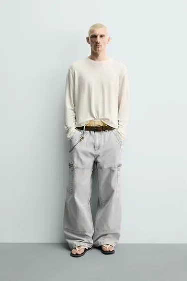 Zara Брюки карго PARACHUTE с эффектом потертости