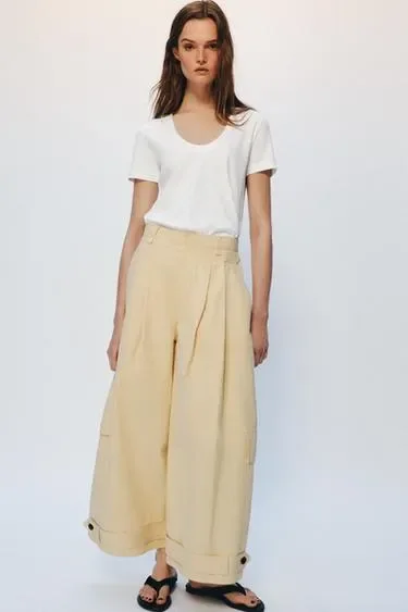 Zara Футболка интерлок с короткими рукавами