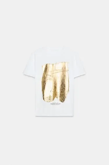 Zara Футболка с металлизированным эффектом и короткими рукавами
