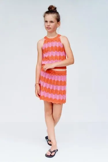 Zara Юбка из кружева кроше в полоску