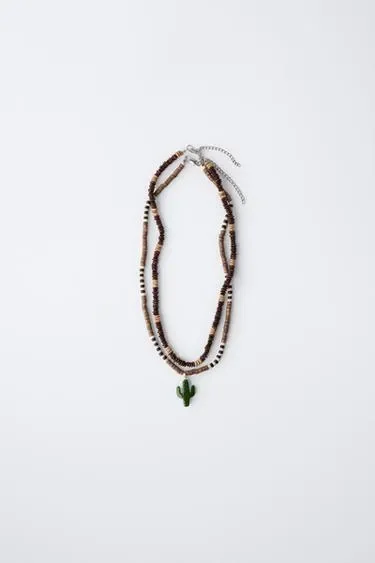 Zara Набор из двух деревянных бусинных ожерелий с куликом